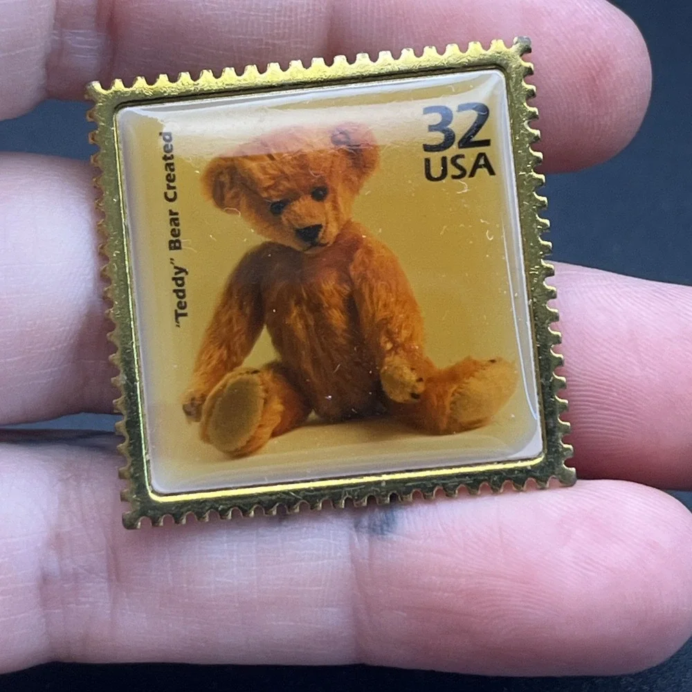 Vintage‎ USPS United States Postal Service Stamp Teddy Bear Lapel Pin